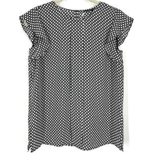 Adrianna Papell Black and White Geometric Blouse Small Flutter Sleeves NEW